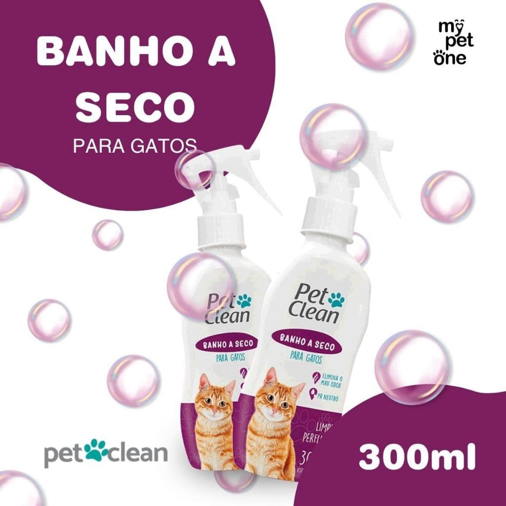 Kit com 2 Banho a Seco Spray Para Gatos Pet Clean 300ml
