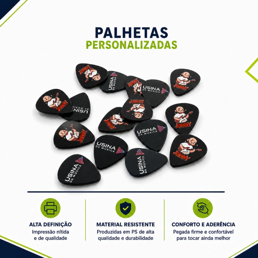 Kit 10 unid. Palhetas Personalizadas (Sua arte ou logomarca - Consulte e faça o seu pedido