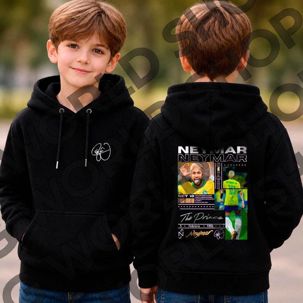 Moletom Com Capuz do Brasil Neymar Jogador Futebol 10 da Seleção Menino Ney The Prince Blusa de Frio Infantil e Adulto