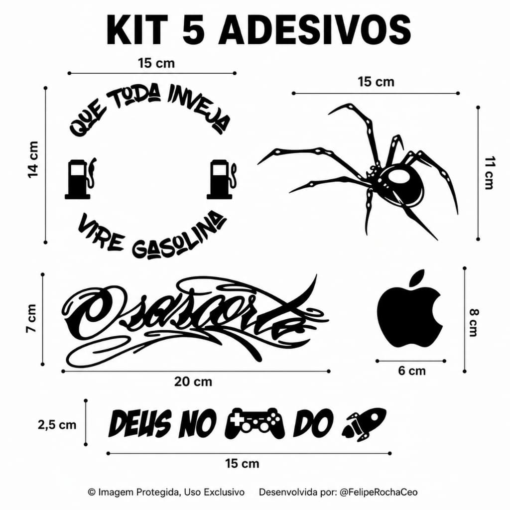 Kit 5 Adesivos Moto Tanque Vinil Premium Preto Branco Recorte Preciso Personalização Fácil Universal