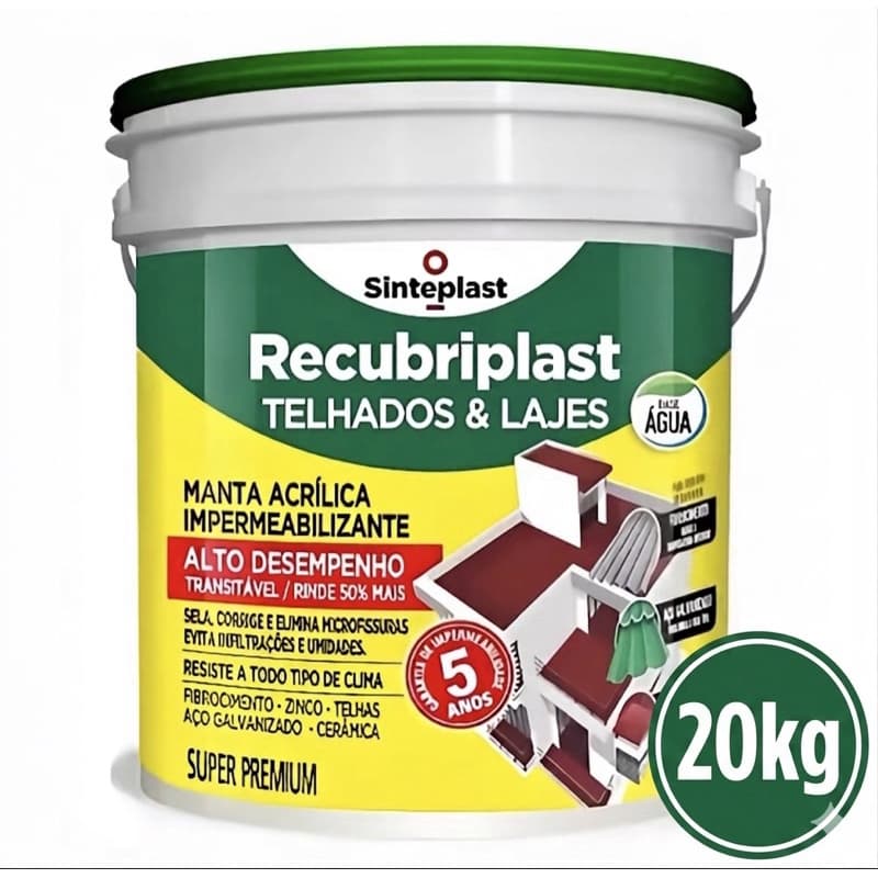 Manta Líquida Impermeabilizante Flexível Recubriplast Telhados e Lajes 20kg Branco
