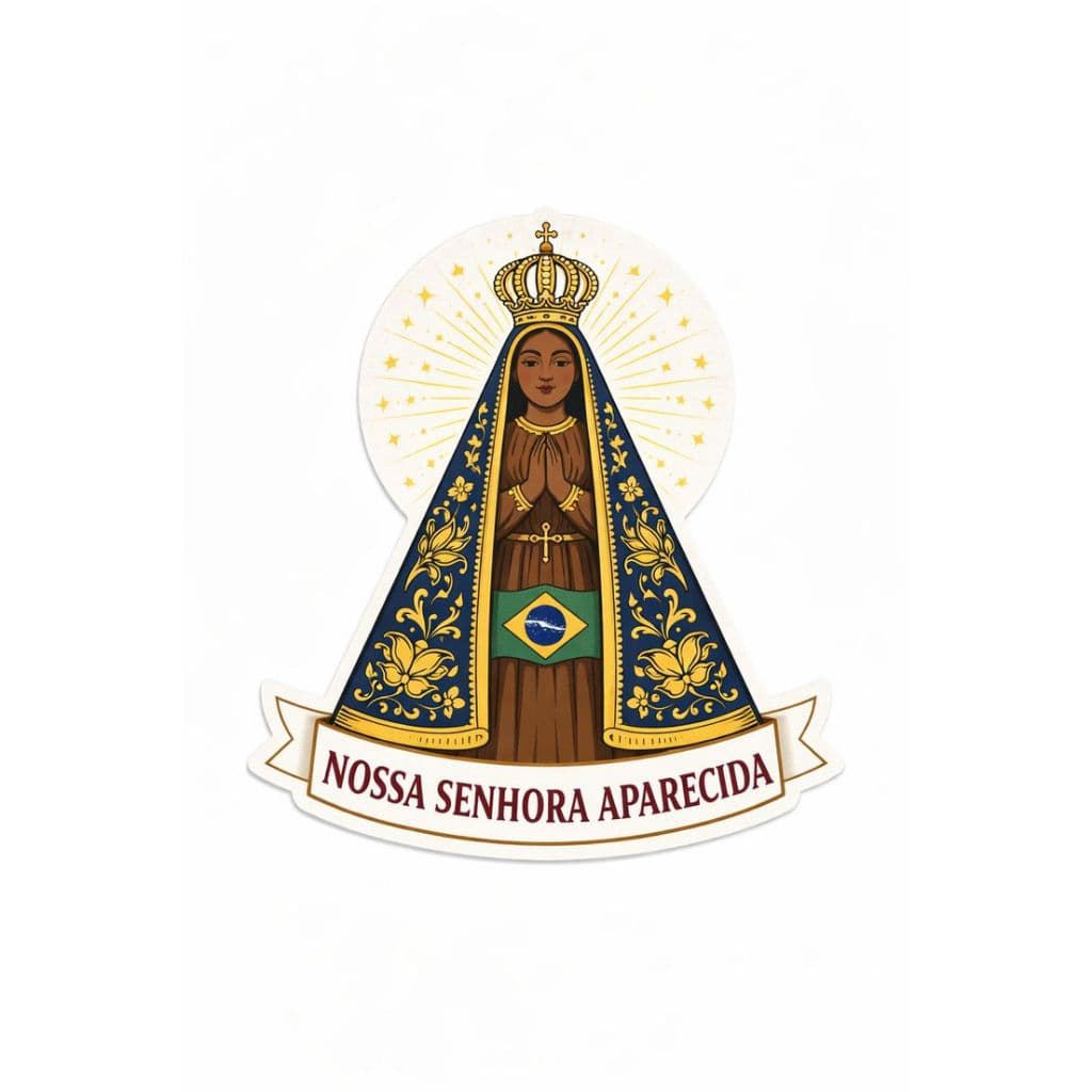 Adesivo 20cm Nossa Senhora Aparecida Fé Vinil Prova D Água Carro Moto Capacete Notebook