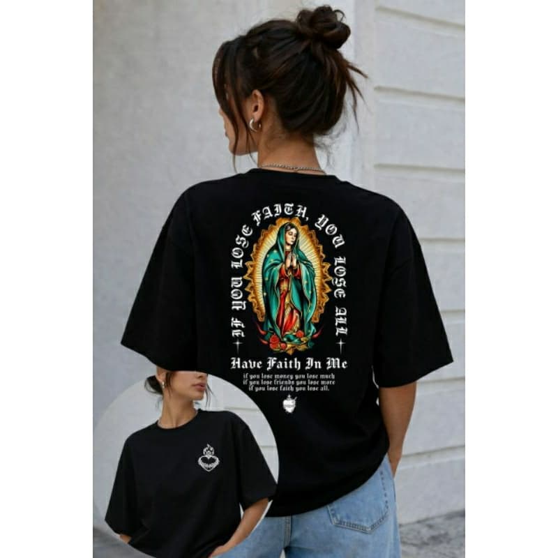 Camiseta Blusa Camisa Feminia Nossa Senhora Guadalupe Streetwear Religiosa Igreja Fé Católica Algodão