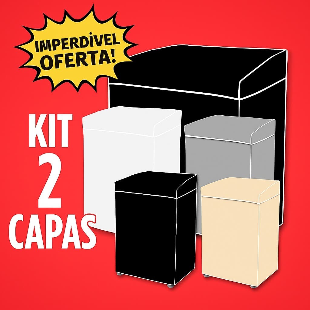 🔥 KIT2CAPA PARA MÁQUINA DE LAVAR P/M/G – PRETA, BRANCA, BEGE E CINZA | Deixe sua Lavadora Protegida com PREÇO PROMOCIONA