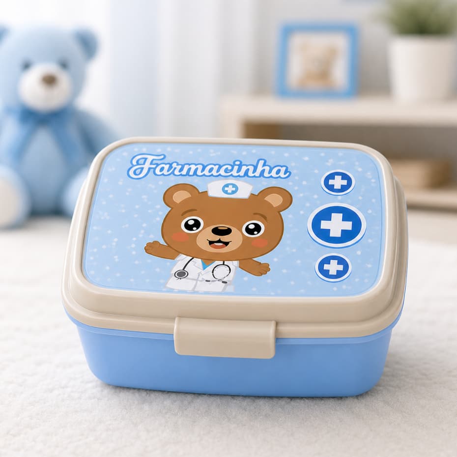 Porta Remédio Bebê Farmacinha Infantil Azul
