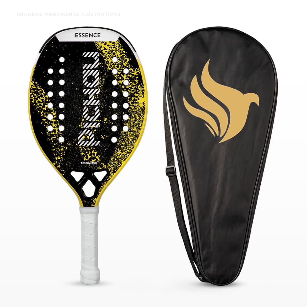 Raquete de Beach Tennis Pichau Golden Cove 12K Carbon 28 Furos, PES-RKT-GLD