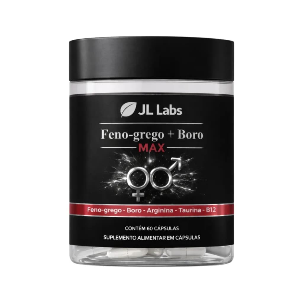 Feno Grego + Boro Max Arginina Taurina B12 - 60 Cápsulas Vitalidade Premium
