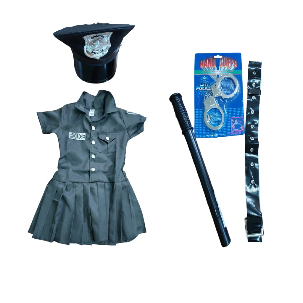 Fantasia Feminina Infantil Policial Completa - Tamanho 8