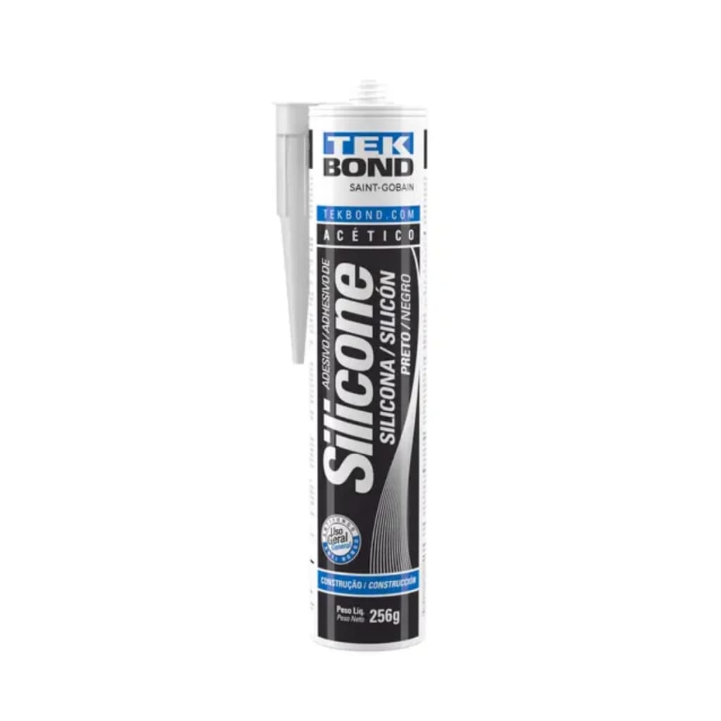 Silicone Acético Adesivo 256G Preto Uso Geral - Tekbond