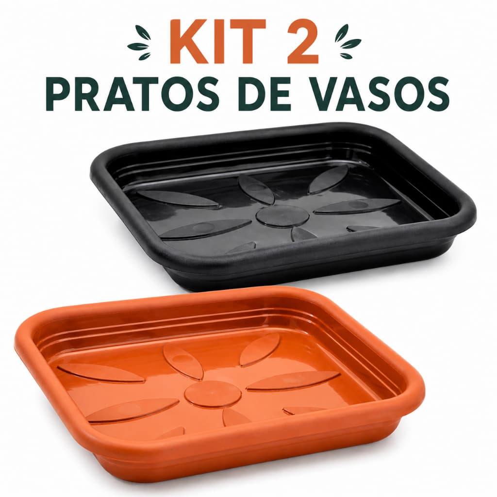 Kit 2 Pratos quadrados plasmont para vaso de plantas N3
