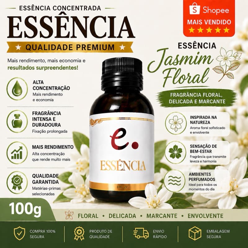Essência hidrossolúvel Concentrada - JASMIM FLORAL 100 G
