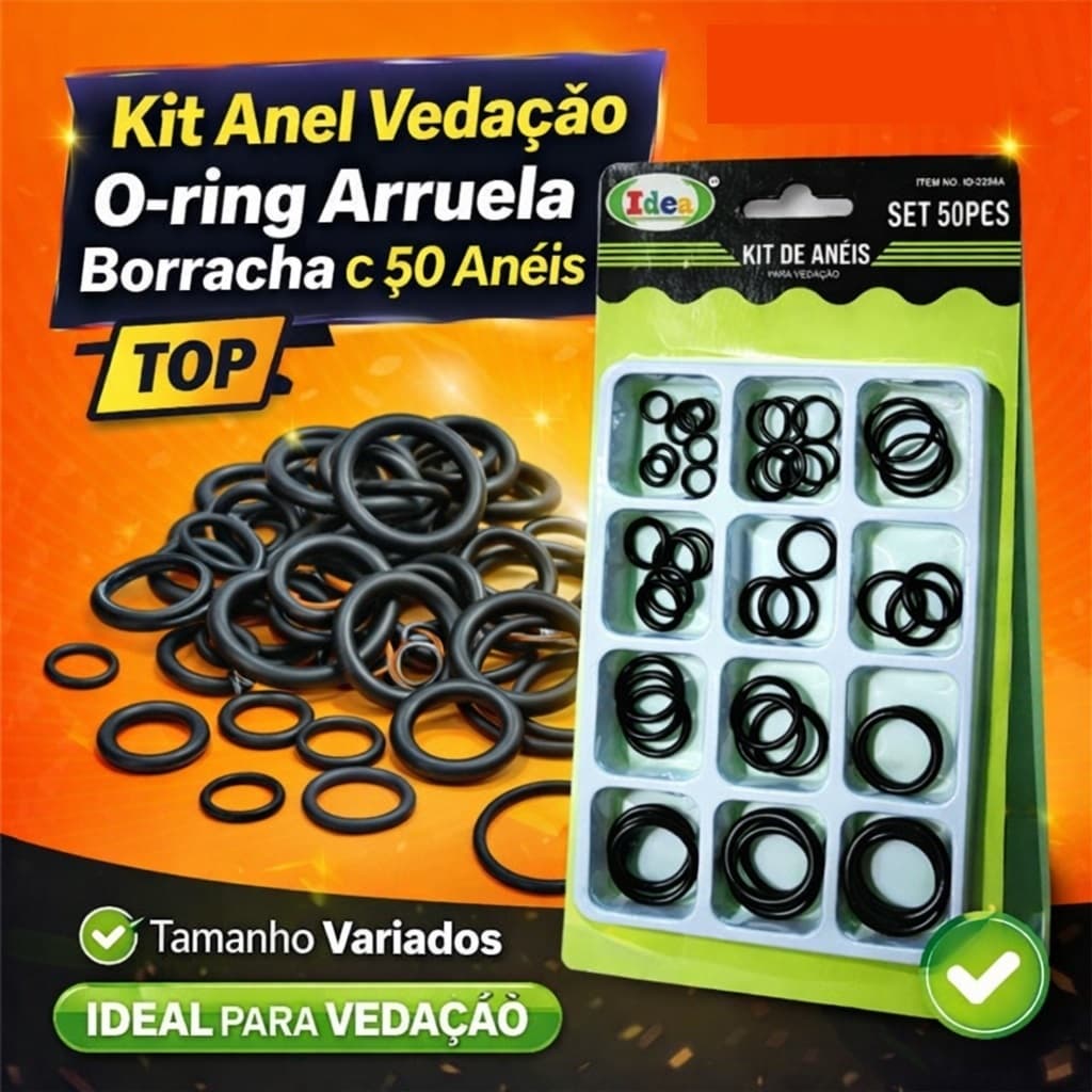 Kit Anel Vedação O-ring Arruela Borracha C/ 50 Anéis Top - Idea
