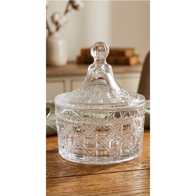 Bomboniere De Vidro Com Tampa 300 Ml Original Glass,  Clássica em Vidro Trabalhado.
