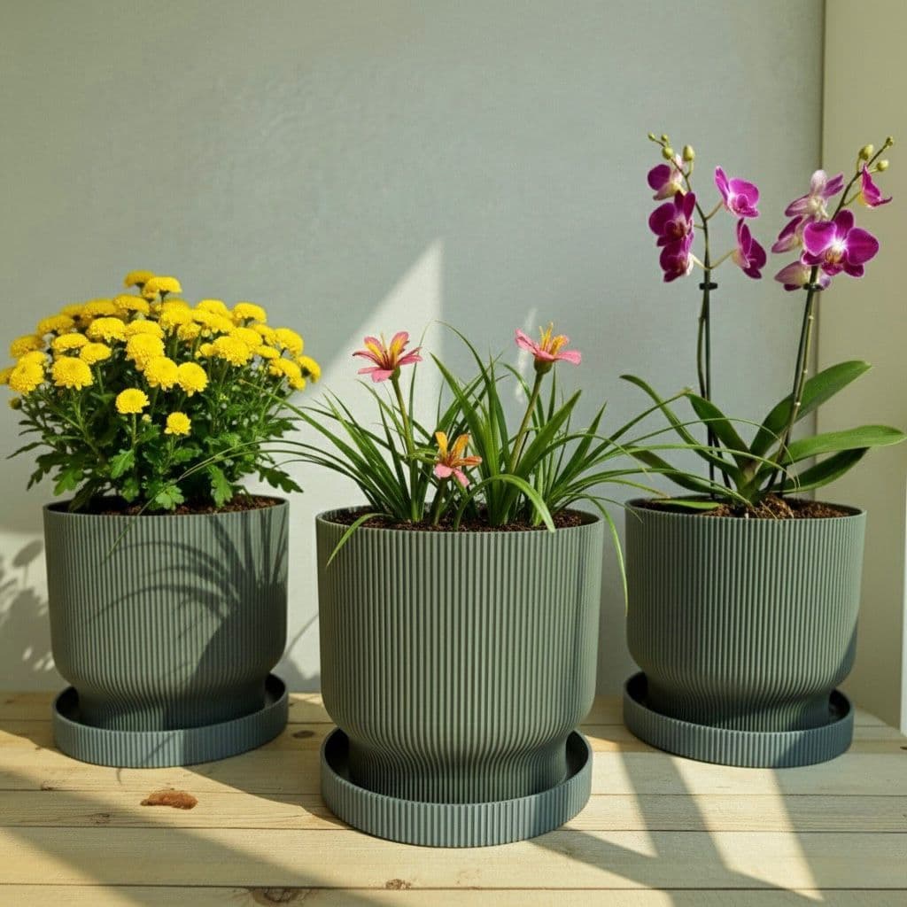 Kit vasos de flor  (escolha 3 ou 2 unidasdes ) com bandeja cachepô para plantas naturais decorativo