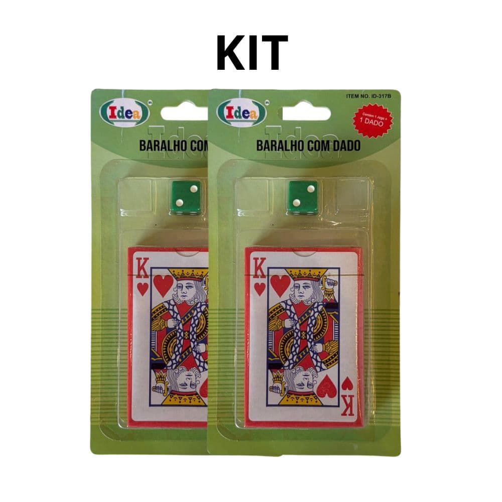 Kit 2 Baralho e Dado Jogo de Cartas Poker Truco