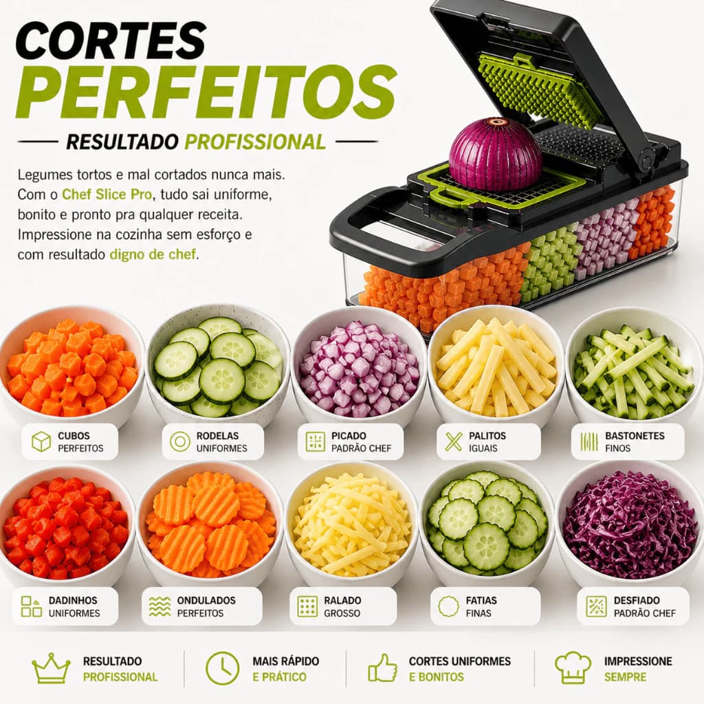 Kit Cortador Ralador Fatiador Multifuncional Profissional Legumes Frutas Verduras 6 Peças Cozinha
