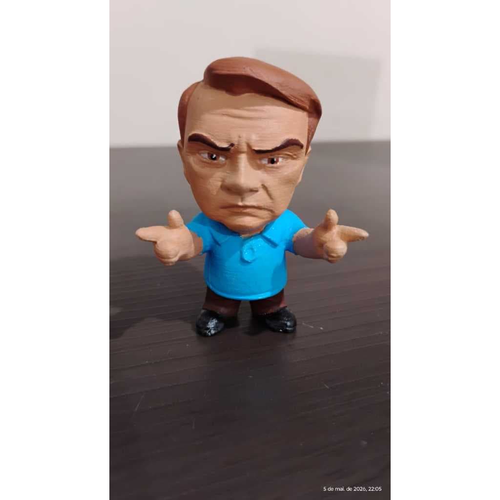 Miniatura 3D Pintada à Mão Estilo Caricatura | Jair Bolsonaro - Versão para Pintura ou Pintada a Mão