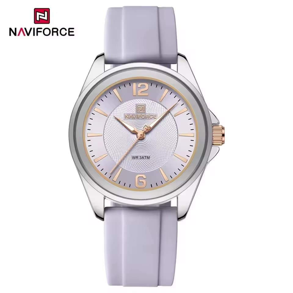 Relogio Feminino Naviforce 5068 Silicone 36mm Elegante 1 Ano