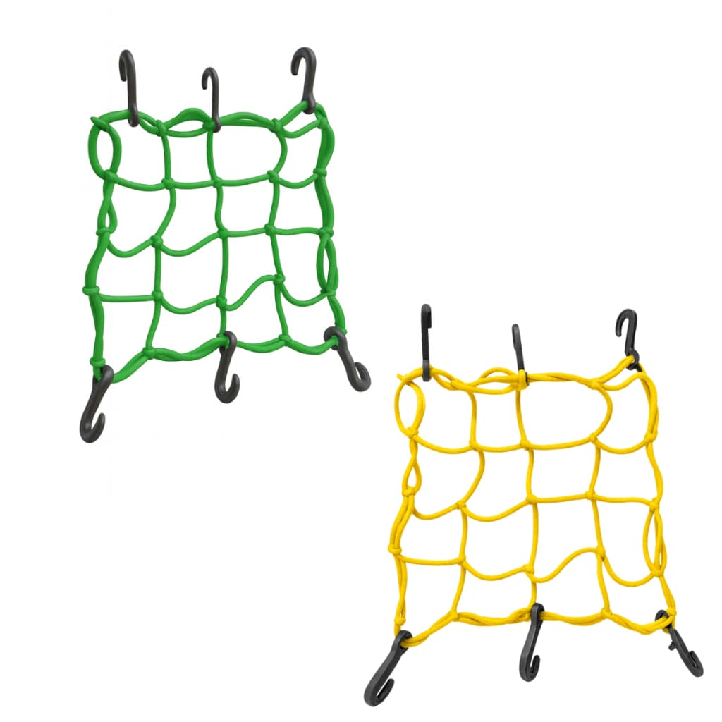 Rede Elástica Aranha Verde e Amarela Brasil 35x35cm 6 Ganchos Reforçada Bagageiro Capacete Motoboy Moto
