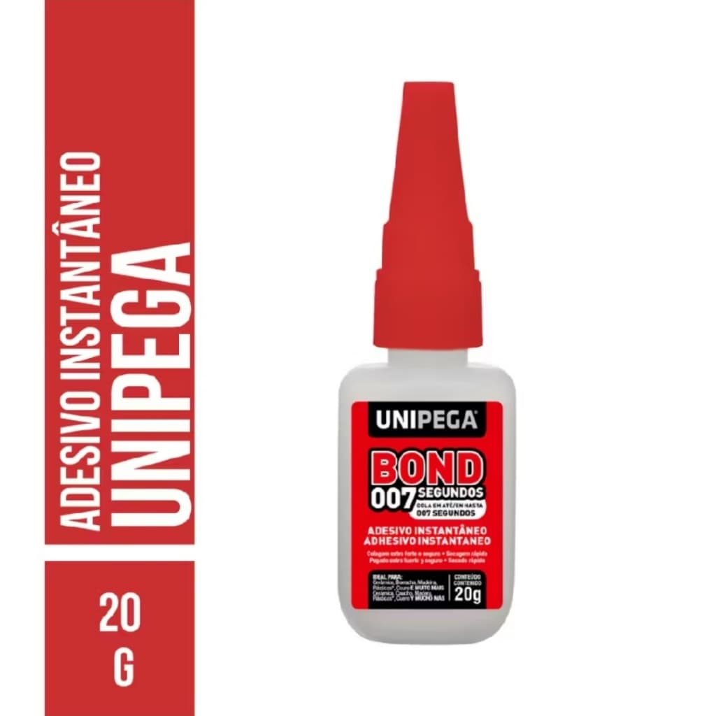 Cola Instantânea Super Bond 007 Unipega 20g Adesiva Secagem Rápida