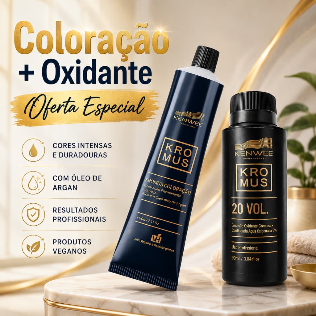 Coloração 100% Vegana Hipoalergênica Kromus (Brinde Revelador 20vol / 90 ml) - 33 Opções de Cores