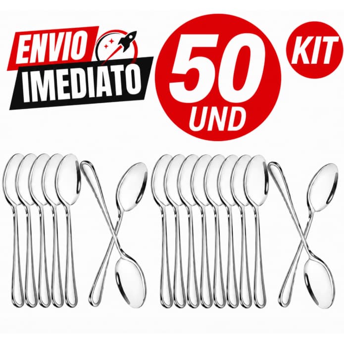 Jogo Kit 50 Colher 100% Inox Premium Alta Qualidade Casa Cozinha Buffet