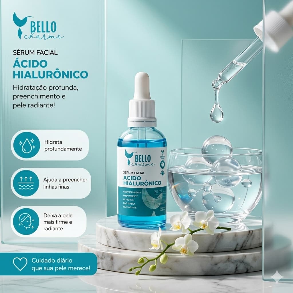 Sérum Facial Ácido Hialurônico 30ml – Hidratação Profunda e Pele Renovada