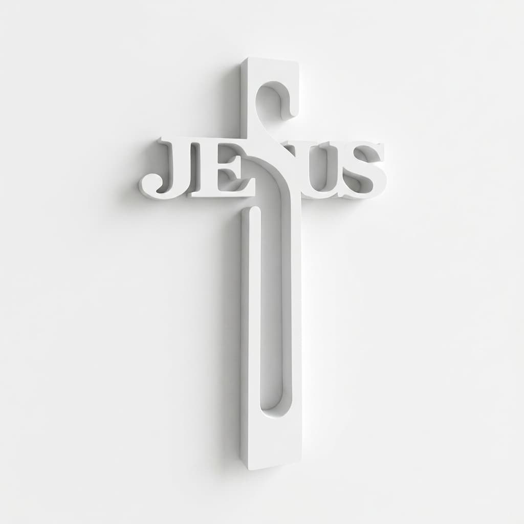 Cruz Decorativa De Jesus na cor Branco Preta Tamanho Parede 22cm Decoração Cristã Premium Elegante