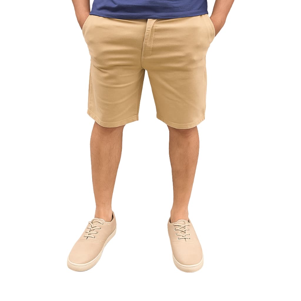 Bermuda Masculina Caramelo Sarja Brim Casual Social Confortável Estilosa Moda Verão Sport Fino