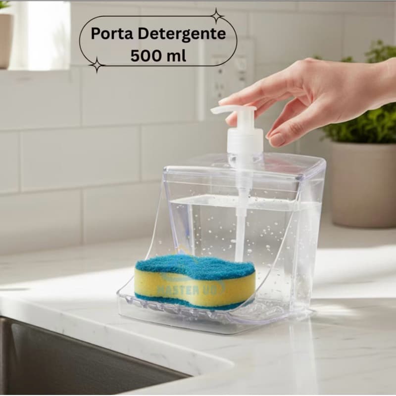 Dispenser Porta Detergente transparente 500 ml sabão em barra e liquido