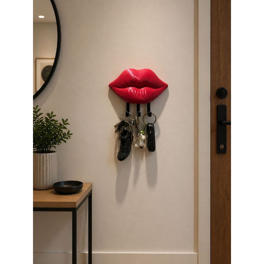 Porta Chaves Boca Decorativa 3 Ganchos 15cm Fácil Instalação Com Fita Dupla Face Porta Chaves Organizador