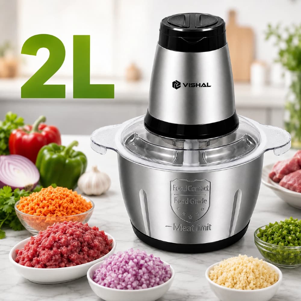 2 Litro Triturador de Alimentos e Carne - Multiprocessador Elétrico 2 Modos, Fácil de Limpar, para Legume