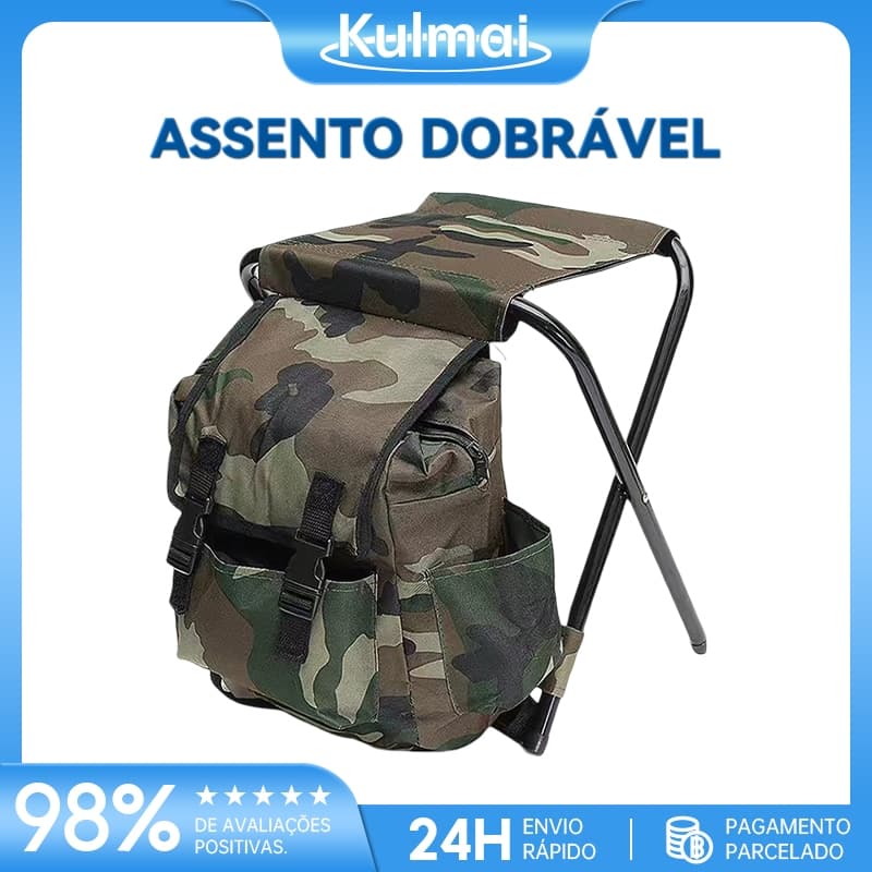 kulma Cadeira Dobrável Portátil para Pesca Acampamento ao Ar Livre - Suporta até 100kg com Bolsa de Armazenamento Resis
