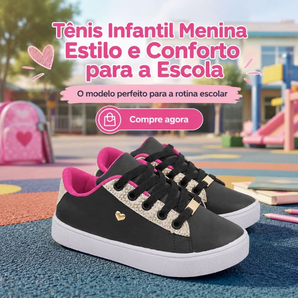 Tenis Confortável Para Menina | Modelo Ideal, Solado Seguro e Matérias de Qualidade | COMPRE AGORA!