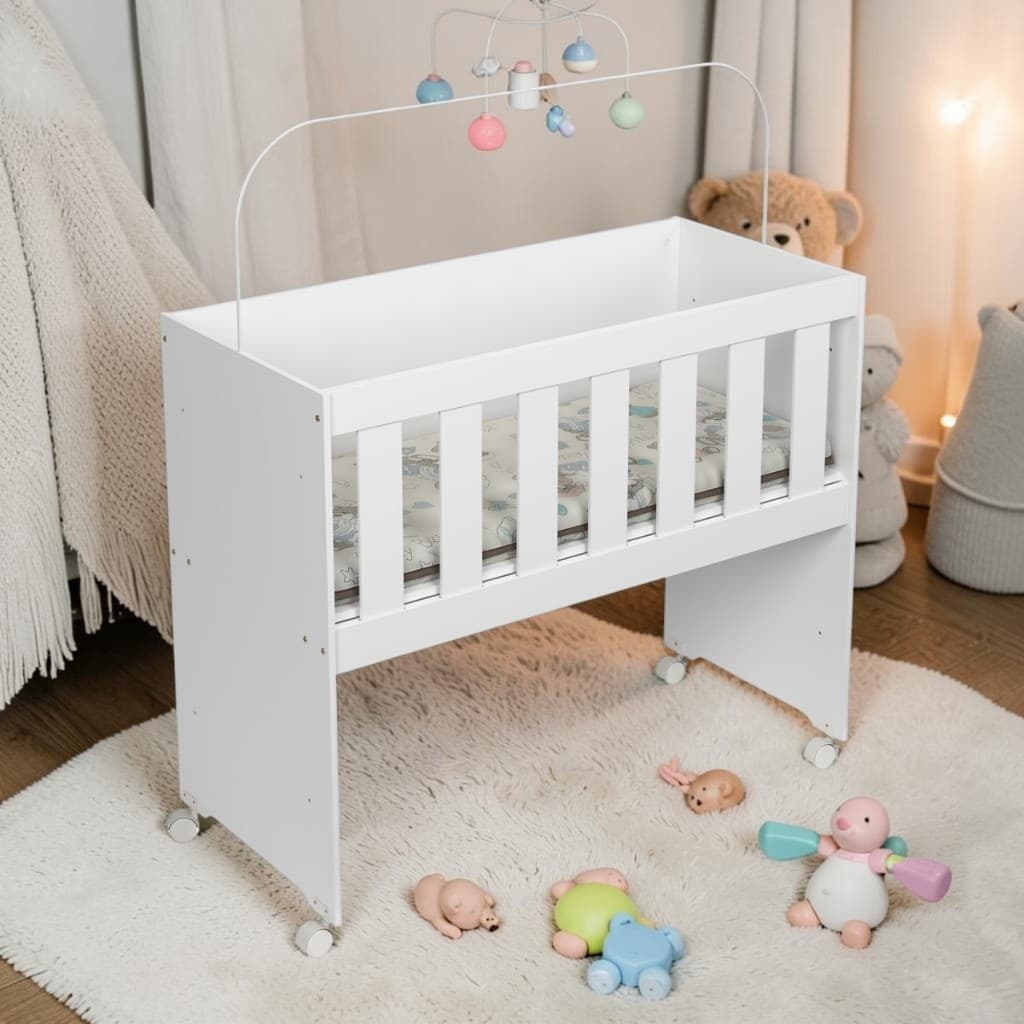 +Berço Rubi De Bebê Quarto Infantil 5 em 1 Chiqueirinho Com Rodízios E Acompanha Colchão G2 Plus
