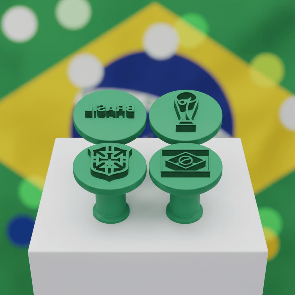 Carimbo Futebol Copa para Brigadeiro Docinhos Pasta Americana Kit 4 peças Marcador | Brasil
