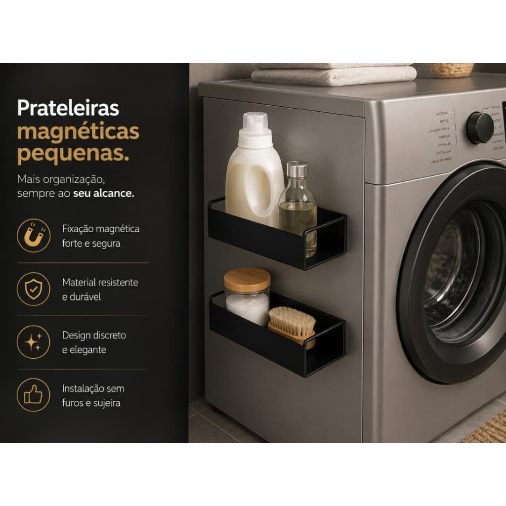 Prateleira Magnética Multiuso para Geladeira e outros – Organizador de Metal para Cozinha e Área de serviços