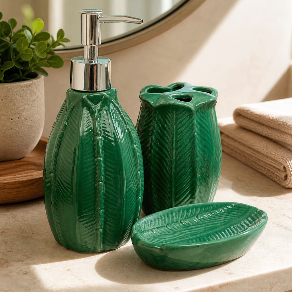 Kit Lavabo Decoração Banheiro Dispenser Líquido Saboneteira Porta Escova