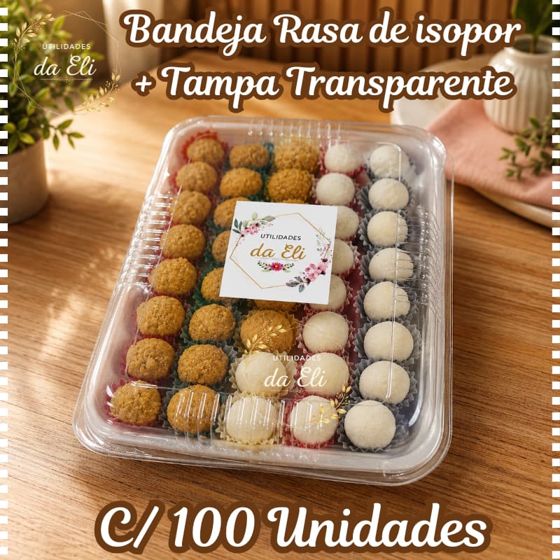 Bandeja de Isopor + Tampa B3 Rasa KIT C/100UNIDADES