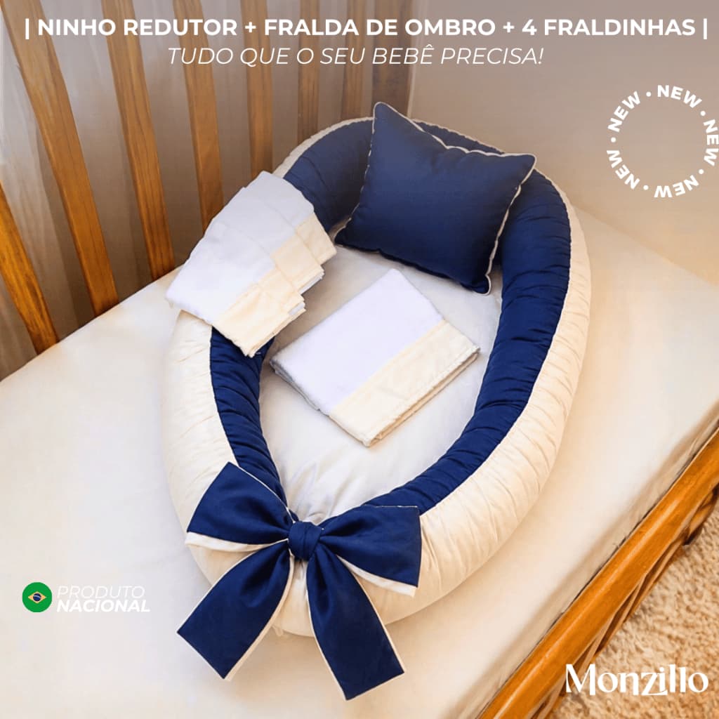 ENXOVAL DE BEBÊ   | NINHO REDUTOR  | FRALDA DE OMBRO  | 4 FRALDINHAS DE BOCA  | 400 FIOS  | LISOS