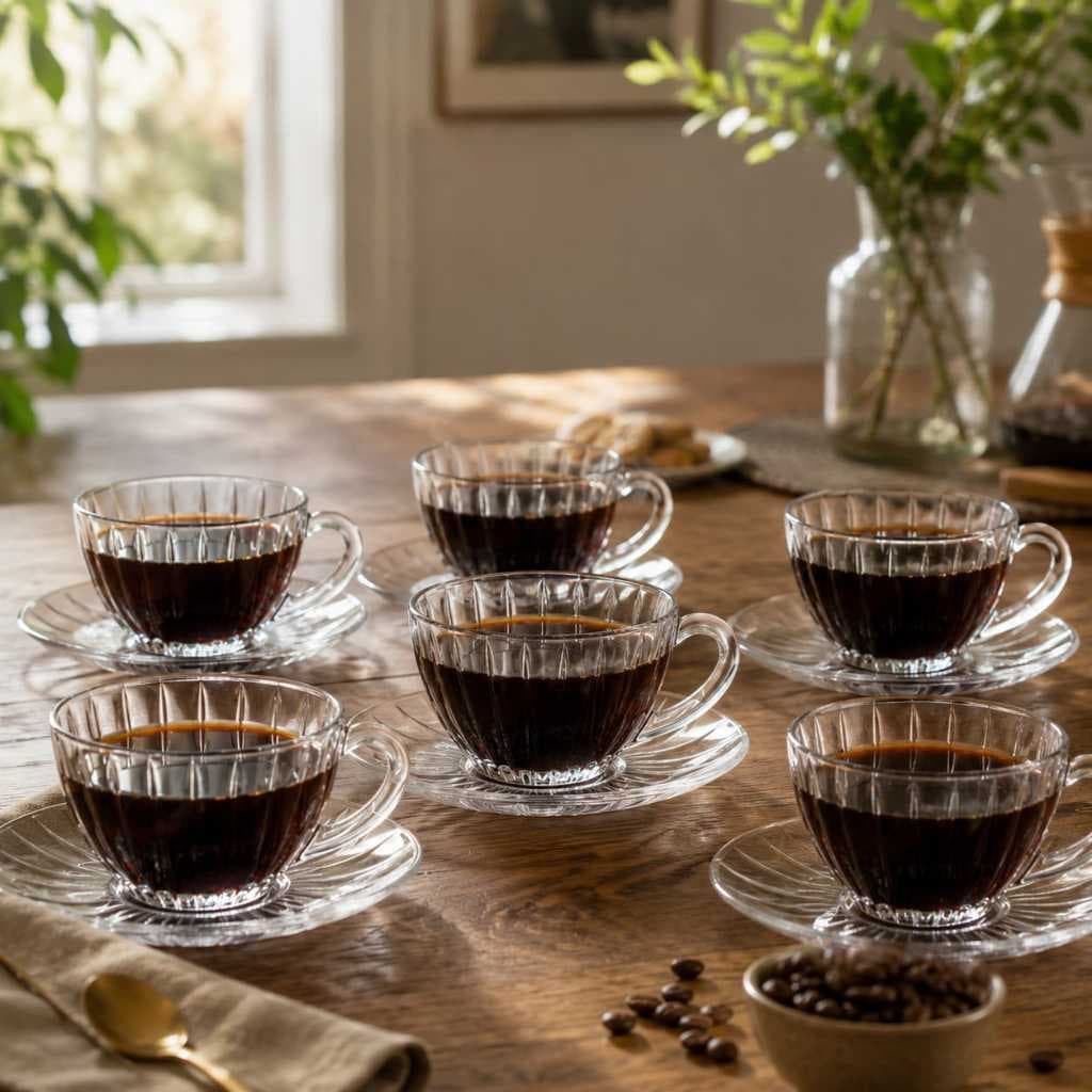 Jogo 6 Xícaras De Café E Chá Cristal Siena 210ml Com Pires