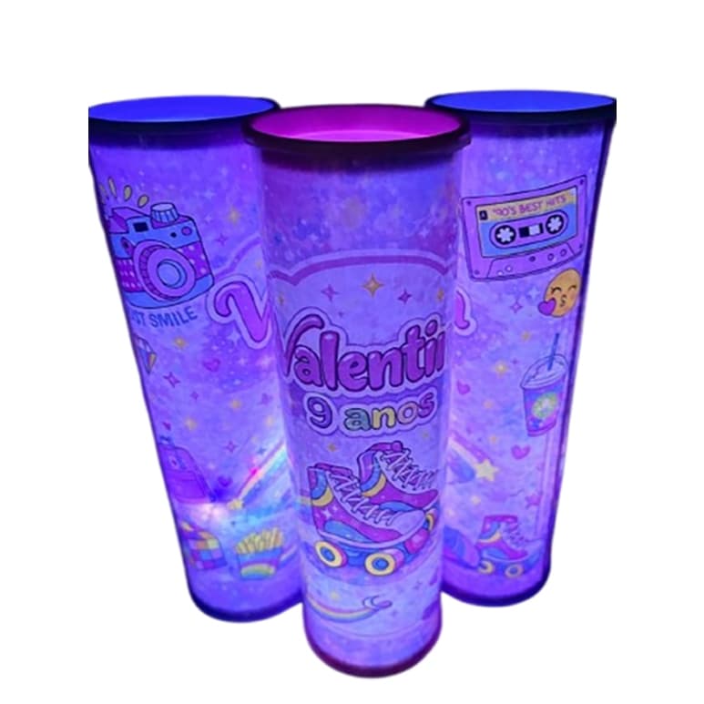 20 A 35 Luminária LED Patins Neon Personalizada Centro de Mesa Festa Glow Roller Infantil Teen