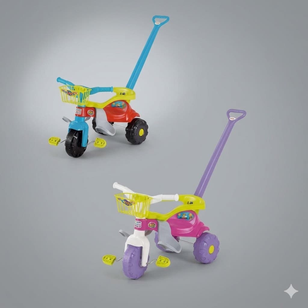 Carrinho de Passeio Triciclo Infantil Tico-Tico Festa Com Aro - Magic Toys