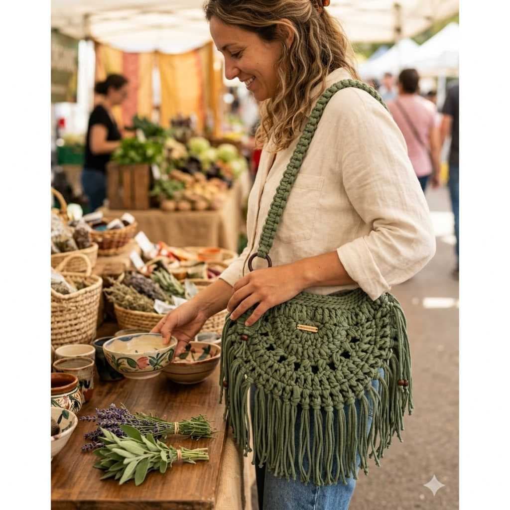 Bolsa Sacola de Crochê em Fio de Malha | Grande, Moderna e Estilosa Bolsa Crochê Handmade em Fio de Malha | Moda fem.