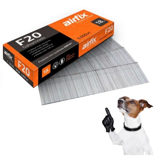 Pino F20 Galvanizado Airfix 20mm Caixa 5.000 Unidades P/ Pinador Pneumático MDF Madeira Marcenaria