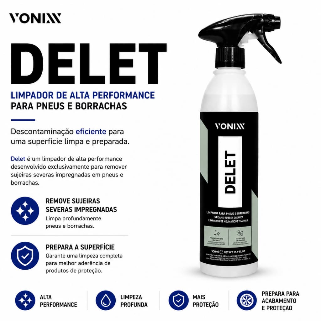 Limpador De Pneus E Borrachas Delet 500ml Vonixx