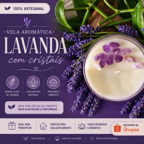 Velas Aromáticas Perfumada 100g | Velas decorativas | Vela perfumada com pedras | Vela aromática | Cristais