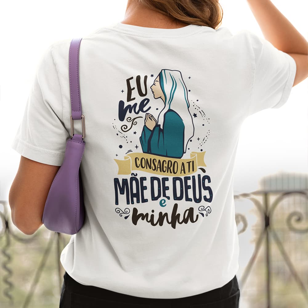 Camiseta Nossa Senhora Consagração Mariana Ilustração Católica Unissex P ao GG