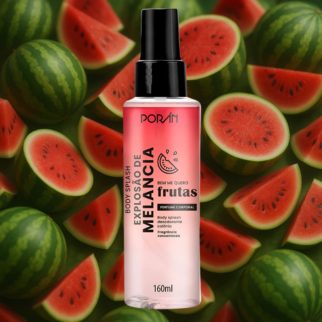 Body Splash Deo Colônia Corporal Spray Explosão de Melancia Porán Bem Me Quero Frutas160mL