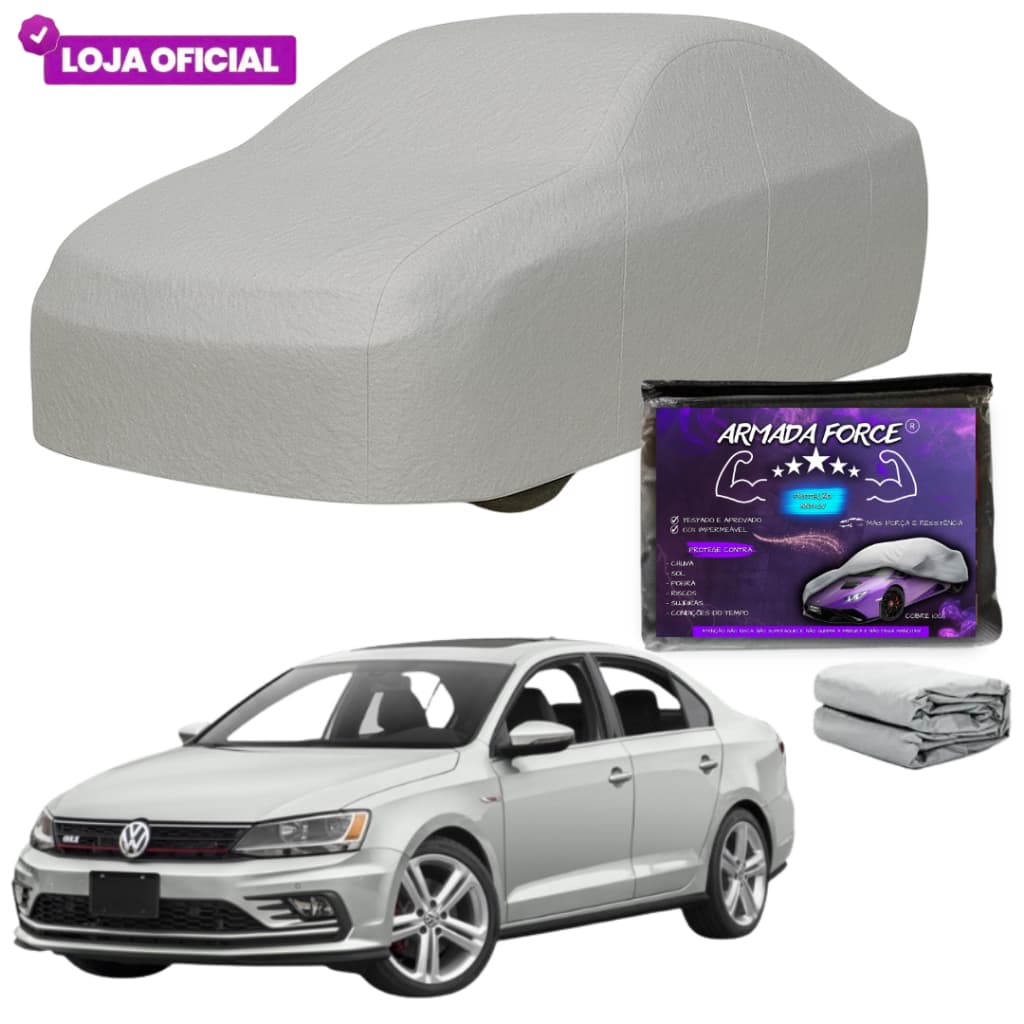 Capa Cobrir Carro Jetta ARMADA FORCE Forrada 100% Impermeável Protege Sol Chuva Poeira Anti-UV